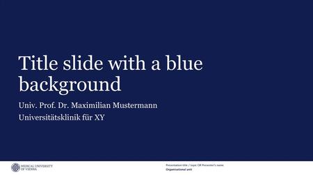 Title slide with a blue background