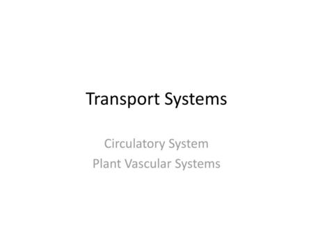 Circulatory System Plant Vascular Systems