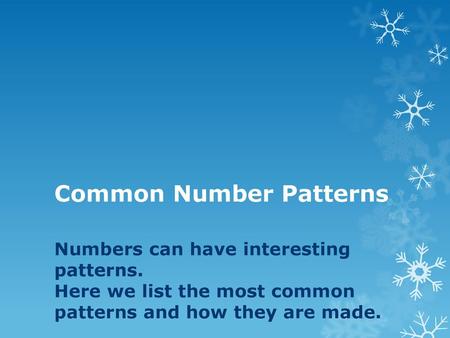 Common Number Patterns