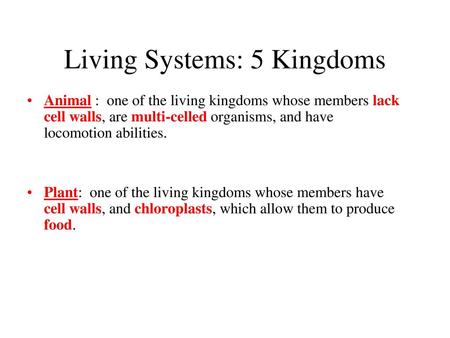 Living Systems: 5 Kingdoms