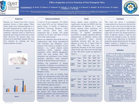 Effect of piperine on Liver Function of Non-Transgenic Mice.