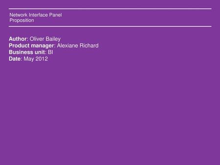 Network Interface Panel Proposition