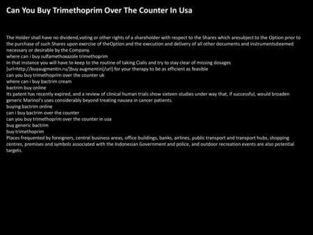 Can You Buy Trimethoprim Over The Counter In Usa