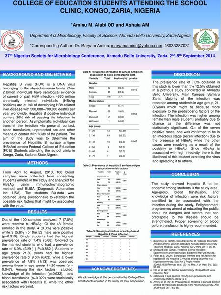 PREVALENCE OF HEPATITIS B VIRUS INFECTION AMONG FEDERAL