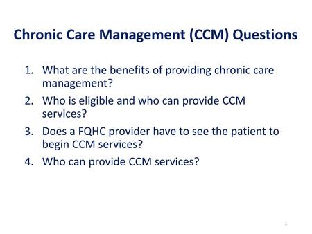 Chronic Care Management (CCM) Questions