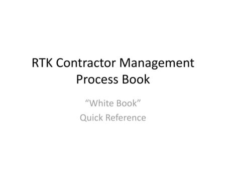 RTK Contractor Management Process Book