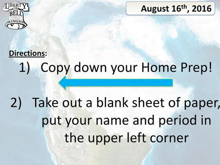 Copy down your Home Prep!