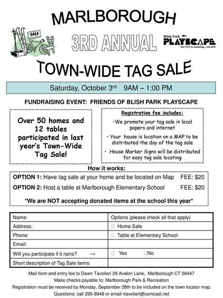 3RD ANNUAL MARLBOROUGH TOWN-WIDE TAG SALE