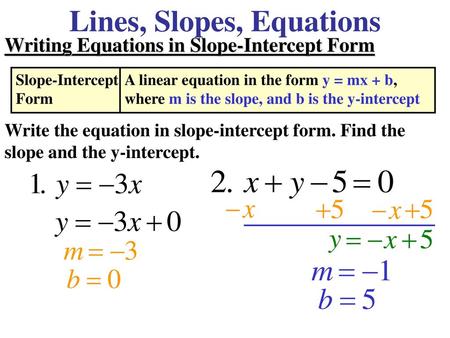 Lines, Slopes, Equations