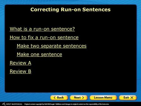 Correcting Run-on Sentences