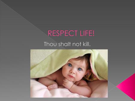 RESPECT LIFE! Thou shalt not kill..