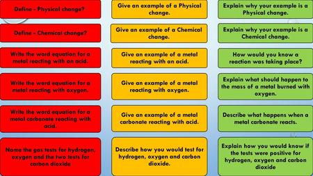 Define - Physical change? Give an example of a Physical change.