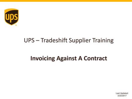 UPS – Tradeshift Supplier Training