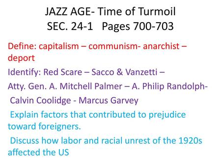 JAZZ AGE- Time of Turmoil SEC Pages