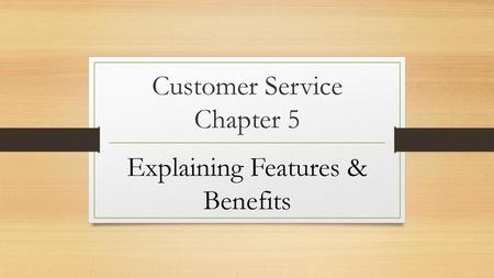 Customer Service Chapter 5