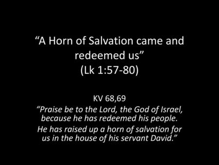 “A Horn of Salvation came and redeemed us” (Lk 1:57-80)