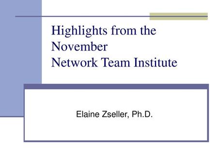 Highlights from the November Network Team Institute