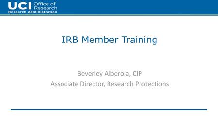 Beverley Alberola, CIP Associate Director, Research Protections