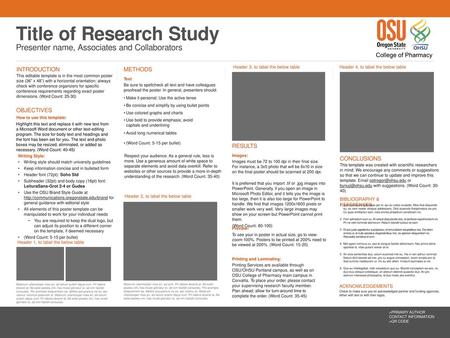 Title of Research Study Presenter name, Associates and Collaborators