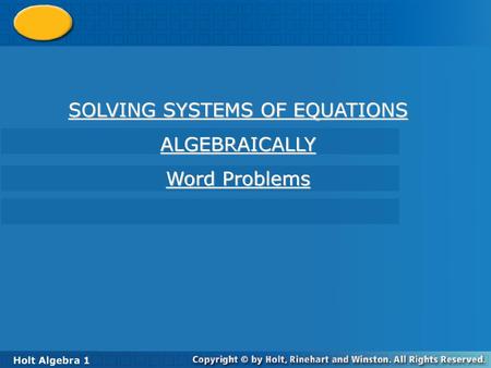 SOLVING SYSTEMS OF EQUATIONS