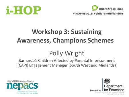 Workshop 3: Sustaining Awareness, Champions Schemes