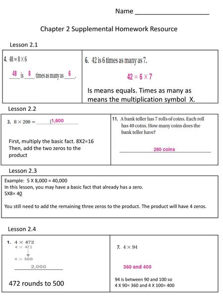 Chapter 2 Supplemental Homework Resource