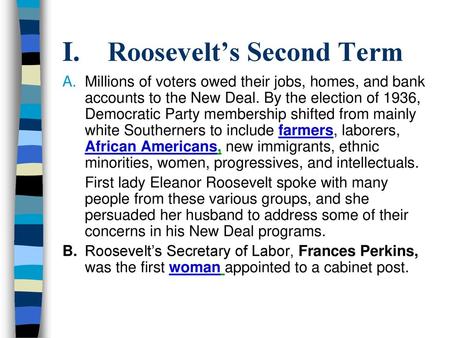 I. Roosevelt’s Second Term