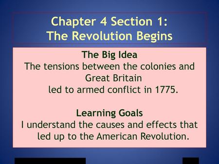 Chapter 4 Section 1: The Revolution Begins