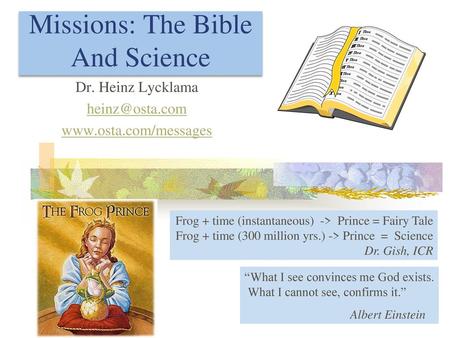 Missions: The Bible And Science