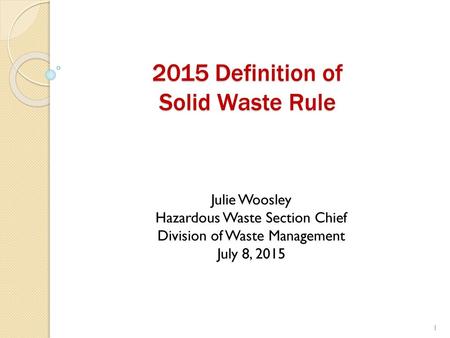 2015 Definition of Solid Waste Rule