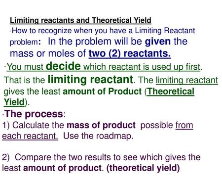 Limiting reactants and Theoretical Yield