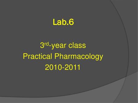 Practical Pharmacology