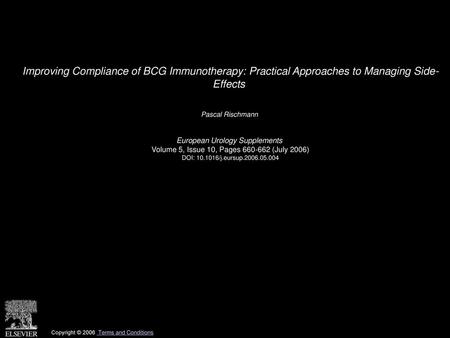 Pascal Rischmann  European Urology Supplements 