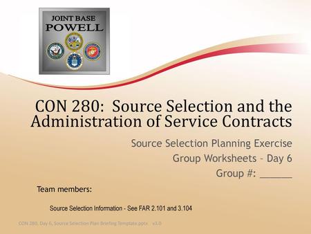 CON 280: Source Selection and the Administration of Service Contracts