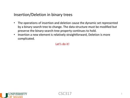 Insertion/Deletion in binary trees