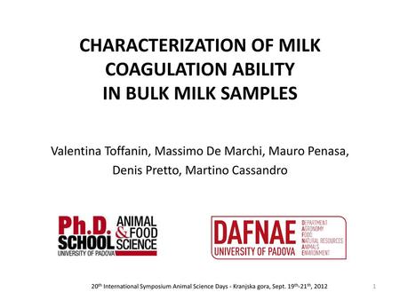 CHARACTERIZATION OF MILK COAGULATION ABILITY IN BULK MILK SAMPLES