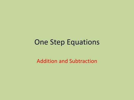 Addition and Subtraction