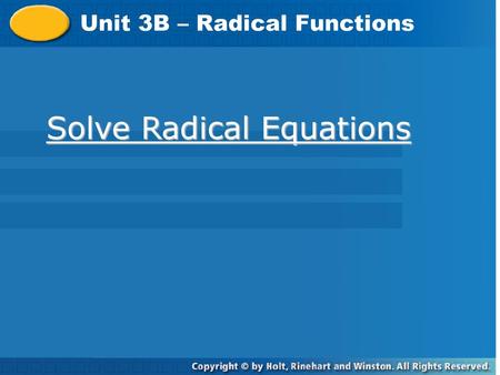 Solve Radical Equations