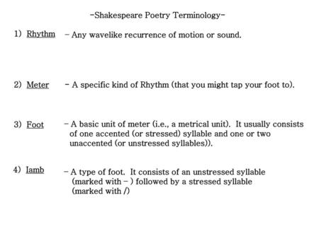 -Shakespeare Poetry Terminology-