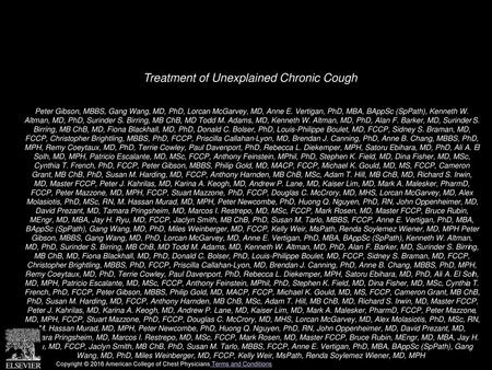 Treatment of Unexplained Chronic Cough