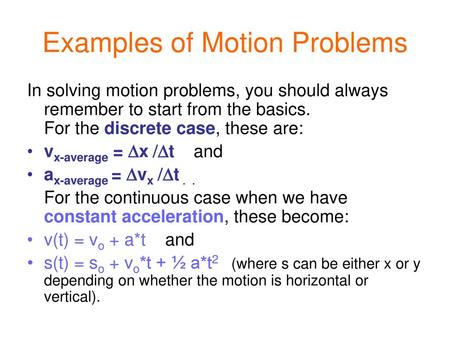 Examples of Motion Problems