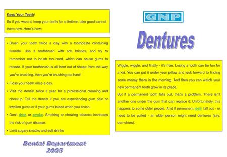 Dentures Dental Department 2005