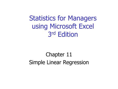 Statistics for Managers using Microsoft Excel 3rd Edition