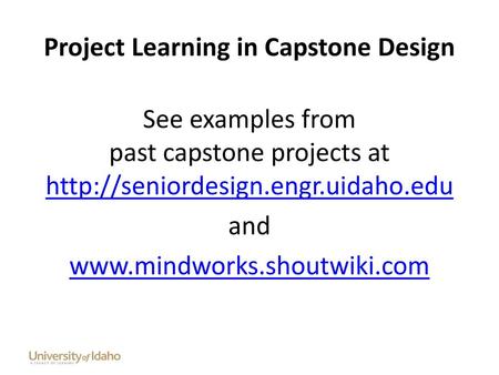 Project Learning in Capstone Design