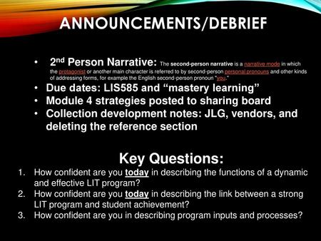 Announcements/DebrieF