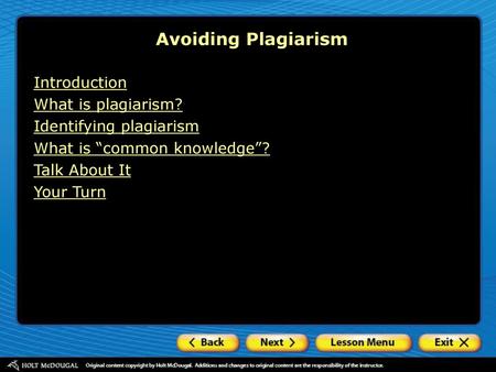 Avoiding Plagiarism Introduction What is plagiarism?