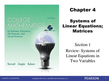 Chapter 4 Systems of Linear Equations; Matrices