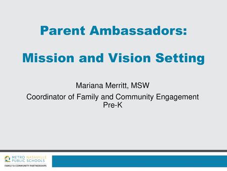 Parent Ambassadors: Mission and Vision Setting