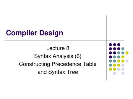 Constructing Precedence Table