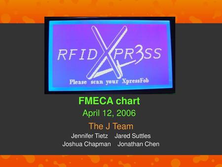 FMECA chart April 12, 2006 The J Team Jennifer Tietz Jared Suttles